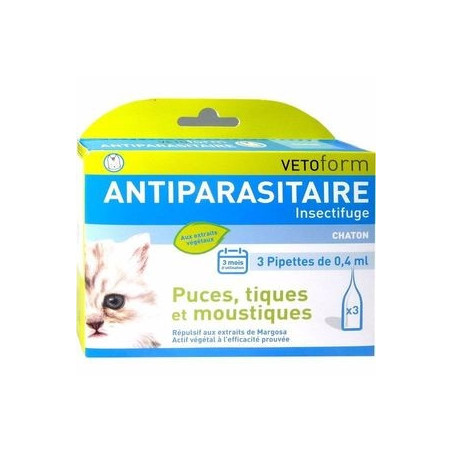 Vetoform Antiparasitaire Insectifuge Chaton 3 Pipettes
