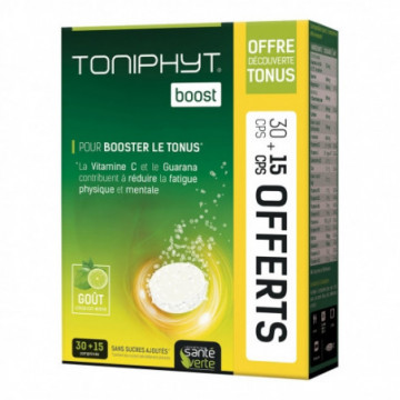 Santé Verte Toniphyt Boost citron Menthe 30 Comprimés + 15 Comprimés Offerts