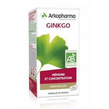 Arkogélules Ginkgo Mémoire et Concentration Bio 45 gélules