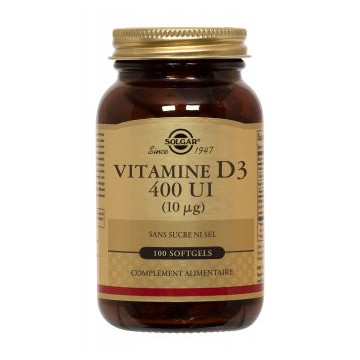 Solgar Vitamine D3 400ui 100 gélules