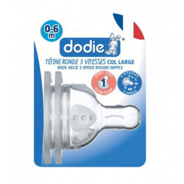 Dodie 2 Tétines Rondes 3 Vitesses Anti-Colique Débit 1