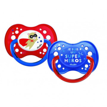 Dodie 2 Sucettes Anatomiques Silicone 18 Mois et + Super Héros A85