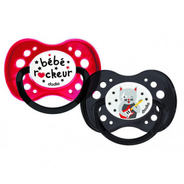 Dodie 2 Sucettes Anatomiques Silicone 18 Mois et + Bébé Rockeur A3