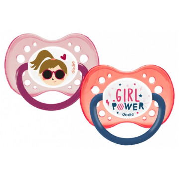 Dodie 2 Sucettes Anatomiques Silicone 18 Mois et + Girl Power A71