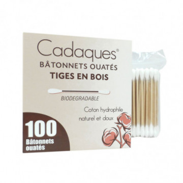 Cadaques 100 Bâtonnets Ouatés Tiges en Bois