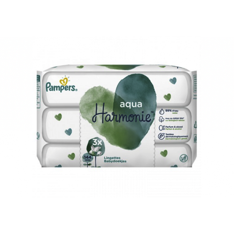 PAMPERS Aqua Harmonie lingettes pour bébé au coton bio 48