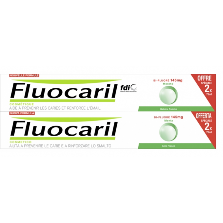 Fluocaril Dentifrice Menthe Bi-Fluoré lot de 2x75ml