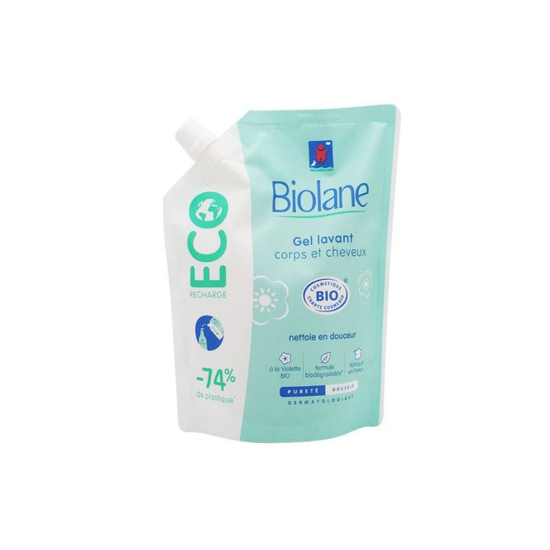 Achetez Biolane Eco Recharge Gel Lavant Corps et Cheveux Bio 500ml à 6.55€  seulement ✓ Livraison GRATUITE dès 49€