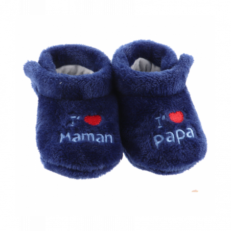 Chaussons d'intérieur 6-12mois Papa Maman Bleu BabyOops