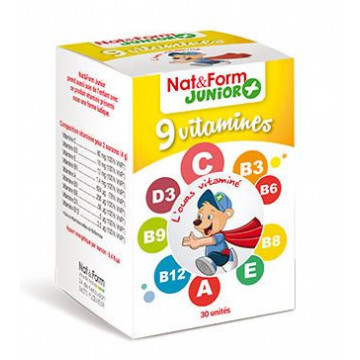 Nat &amp; Form Junior+ 9 Vitamines 30 oursons