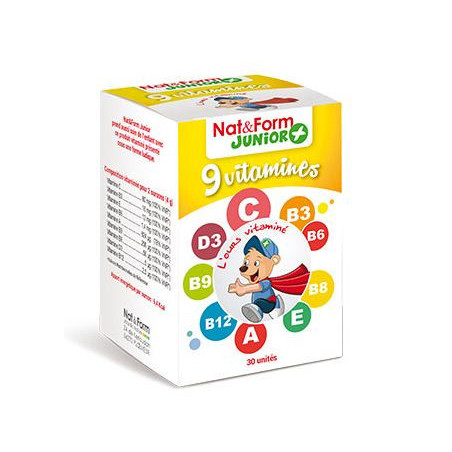 Nat &amp; Form Junior+ 9 Vitamines 30 oursons