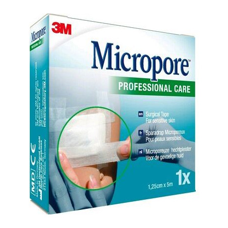 3M Micropore Sparadrap Microporeux Non Tissé 12.5mm x 5m