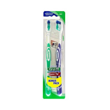 GUM Brosse à Dents SuperTip Médium Compact lot de 2