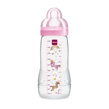 MAM Biberon Easy Active Décoré Rose 2ème âge 330ml