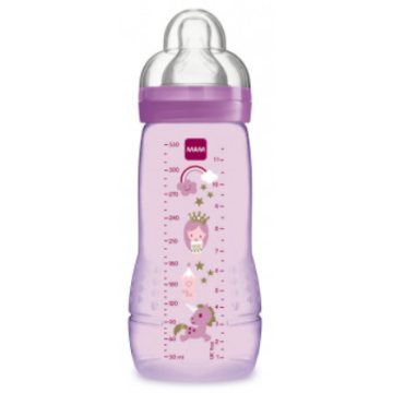 MAM Biberon Easy Active Fairy Tail Rose 2ème âge 330ml