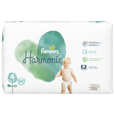PAMPERS Harmonie couches taille 4 (9-14kg) 19 couches pas cher 