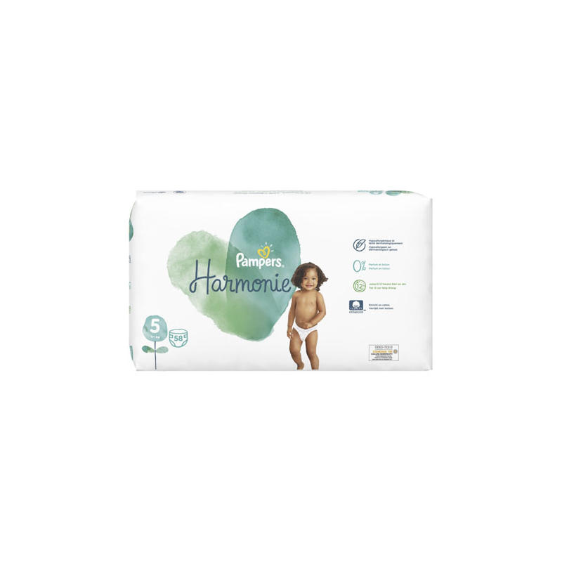 Couches Pampers Harmonie Taille 5 - de 11 à 16 kg - Pampers