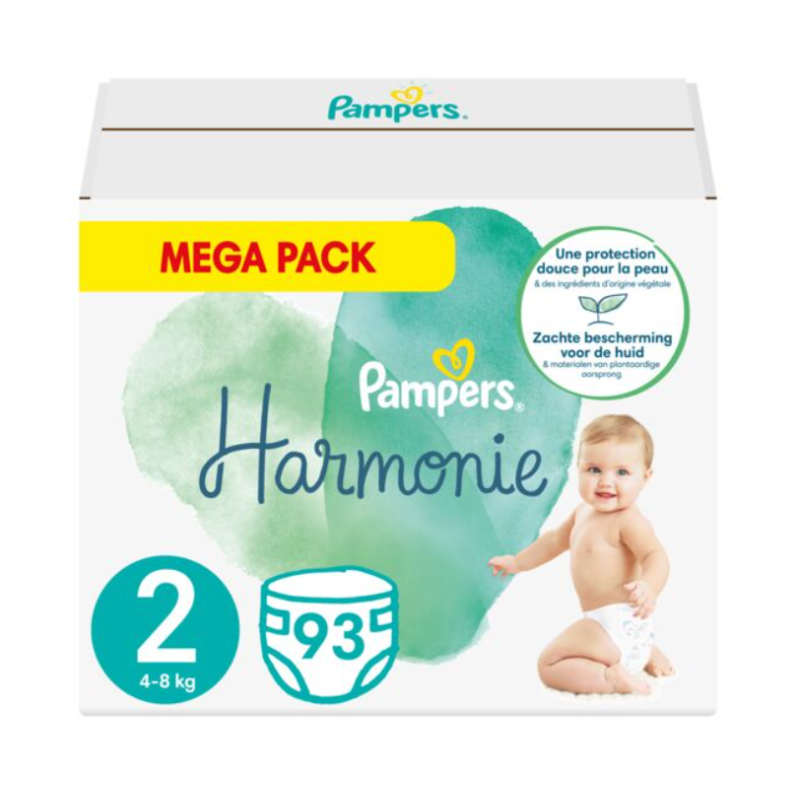 Achetez Pampers Harmonie Taille 2 4-8kg 93 couches à 34.75€ seulement ✓  Livraison GRATUITE dès 49€