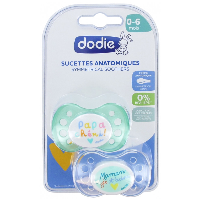 Achetez Dodie 2 Sucettes Anatomiques Silicone 0-6 Mois A31 à 5.8€ seulement  ✓ Livraison GRATUITE dès 49€