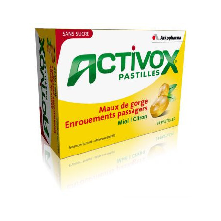 Activox miel citron sans sucre 24 pastilles