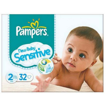 Pampers Sensitive New Baby 2 (3-6kg) 32 couches