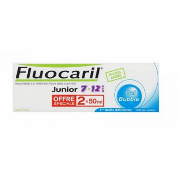 Fluocaril Dentifrice Junior Bubble Gum 2x50ml