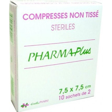 EvoluPharm Compresses Stériles Non Tissées 7.5x7.5cm - 10 sachets de 2