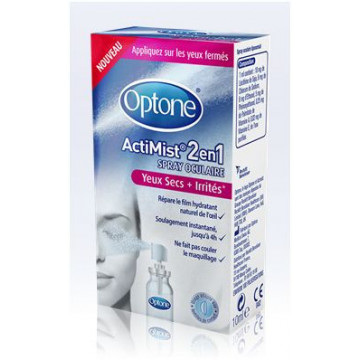 Optone Actimist 2 en 1 Spray Oculaire Yeux Secs 10ml
