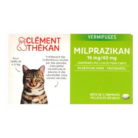 Clement Thekan Milprazikan Chats 2 comprimés