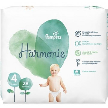 Pampers Harmonie Taille 4 9-14kg 28 couches