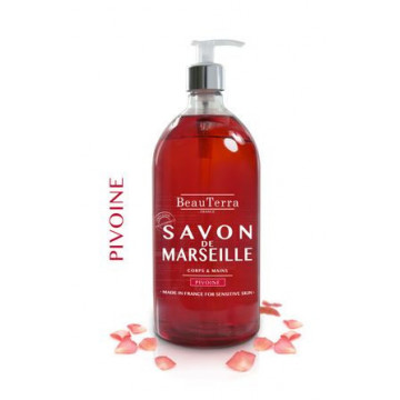 BeauTerra Savon Liquide de Marseille Pivoine 1L