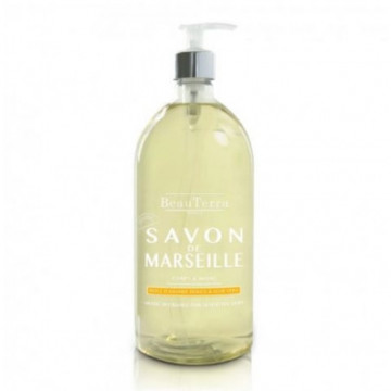 BeauTerra Savon Liquide de Marseille Amande Douce et Aloe Vera 1L