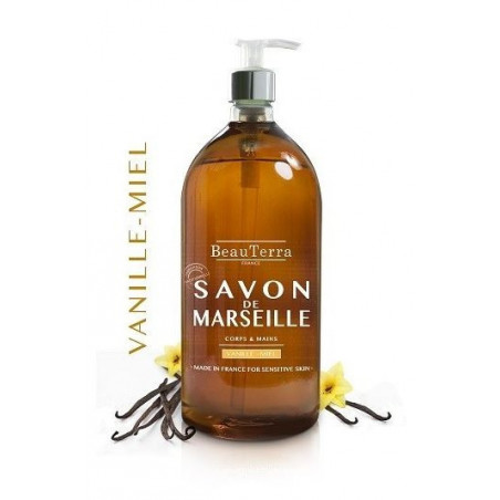 BeauTerra Savon Liquide de Marseille Vanille Miel 1L