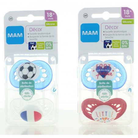 MAM Sucettes Silicone +18mois Décor Foot lot de 2