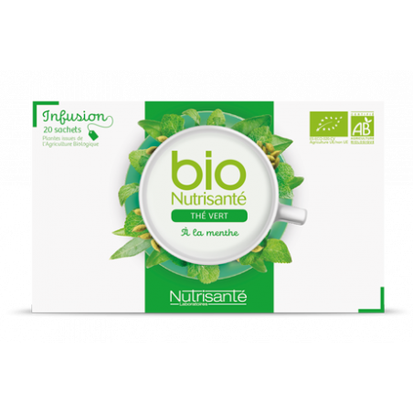 Nutrisanté Infusion Thé Vert à la Menthe BIO 20 sachets filtres