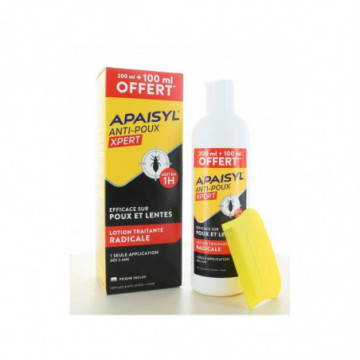 Apaisyl Xpert Lotion Traitante Poux et Lentes 200ml +100ml offert