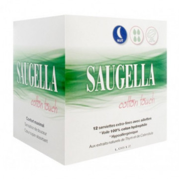 Saugella Cotton Touch Nuit 12 Serviettes