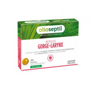 Olioseptil Gorge-Larynx Miel-Plantes Huiles Essentielles 24 pastilles