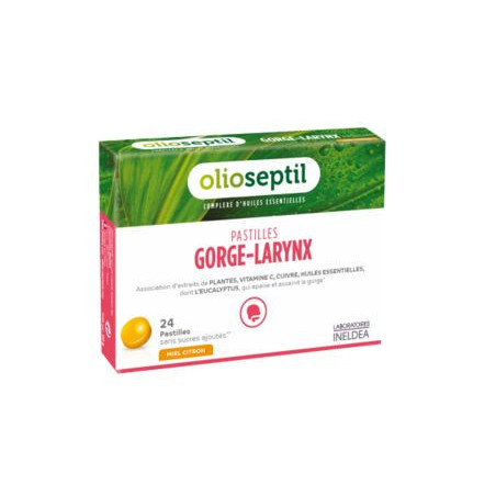 Olioseptil Gorge-Larynx Miel-Citron Huiles Essentielles 24 pastilles