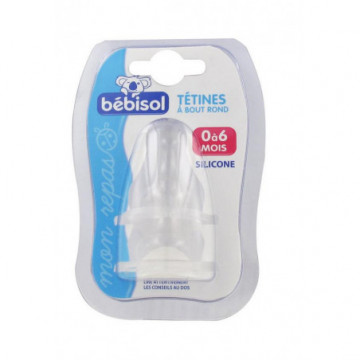 Bébisol Tétine Silicone Bout Rond 1er age boite de 2