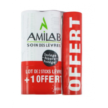 Amilab soin des lèvres 2 sticks de 3.6ml + 1 offert
