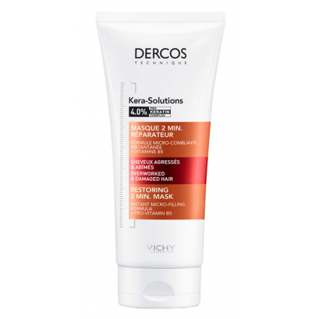 Vichy Dercos Kera Solutions Masque 2 Min. Réparateur Cheveux Agressés et Abîmés 200ml