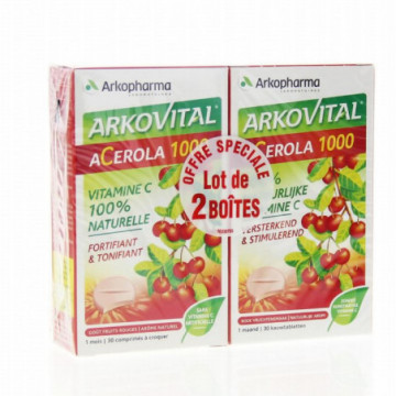 Arkopharma Acerola 1000 lot de 2 boites de 30 comprimés à croquer