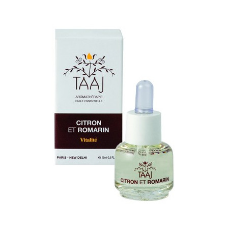 Taaj Huile Essentielle Citron et Romarin Vitalité 15 ml