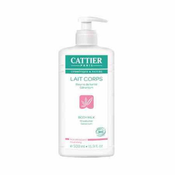Cattier Lait Corps Hydratant Beurre de Karité Géranium BIO 500ml